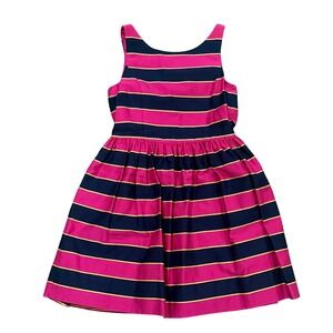Polo Ralph Lauren Kids Girls Striped Pink Navy Button back Dress Size 8